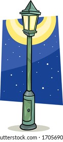 Cartoon Vector Illustration of Street Lantern or Lamppost Streetlight