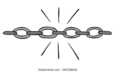 Cartoon vector illustration of strong solid chain. Colored and black outlines.