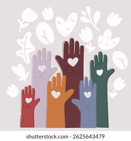 Ilustración vectorial de dibujos animados de mano estilizada con la forma de un corazón en ella. Gustos, amor y concepto de Aprobación social.