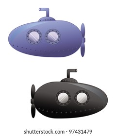 cartoon vector illustration of submarines