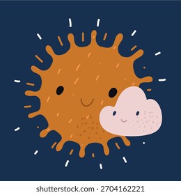 Ilustración vectorial de la historieta del sol y de la nube