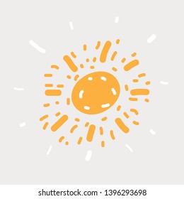 Cartoon vector illustration of Sun Icon on white. Funny hand drawn picture. Object on isolated.