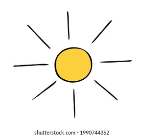 Cartoon vector illustration of sun, sunny weather. Colored and black outlines.