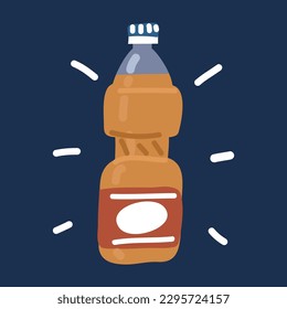 Cartoon vector illustration of sunflower oil bottles over dark background