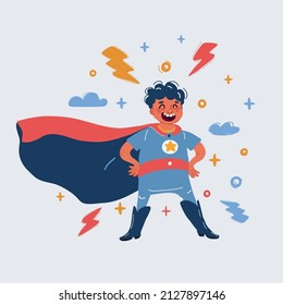 Cartoon vector illustration of Superhero boy