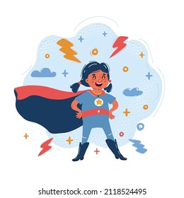 Cartoon vector illustration of Superhero kid