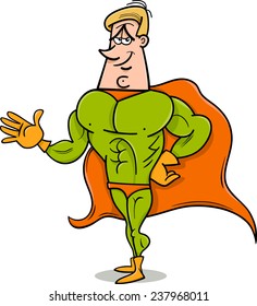 Cartoon Vector Illustration of Superhero or Man in Hero Costume