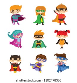 Cute Superhero Kids Stock Vector (Royalty Free) 618119165