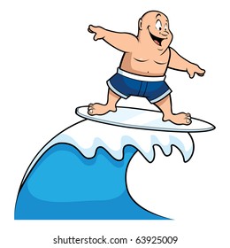 cartoon vector illustration of a surfer