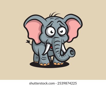 cartoon vector illustration of a surprised elephant