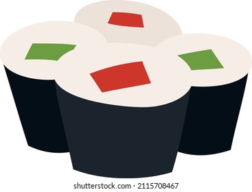 A cartoon vector illustration of sushi or sashimi.