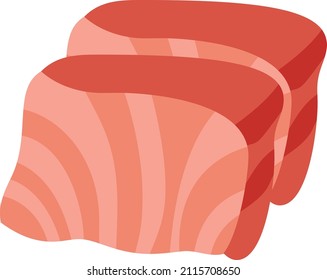 A cartoon vector illustration of sushi or sashimi.