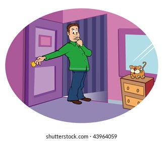 cartoon vector illustration suspicious father
