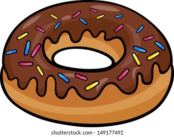 Cartoon Vector Illustration Of Sweet Donut Cake With Chocolate Clip Art