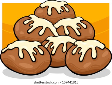 Cartoon Vector Illustration of Sweet Donut Cakes Heap with Icing Clip Art