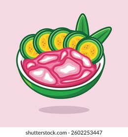 Cartoon vector illustration of sweet green banana ice  from Indonesia