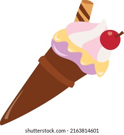 A cartoon vector illustration of sweet ice cream.