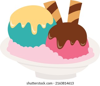 A cartoon vector illustration of sweet ice cream.