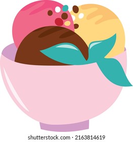 A cartoon vector illustration of sweet ice cream.