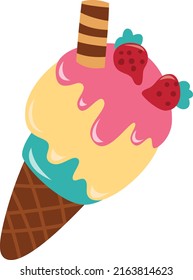 A cartoon vector illustration of sweet ice cream.