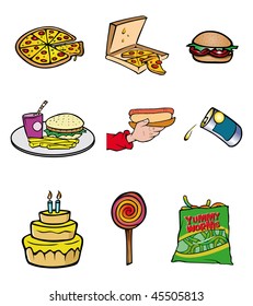 cartoon vector illustration sweets junk food