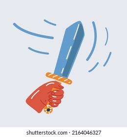 Dibujo vectorial de la espada en la mano humana