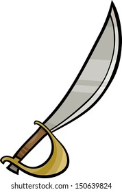 Cartoon Vector Illustration of Sword or Sabre Clip Art