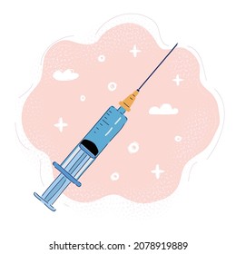 Cartoon vector illustration of vector syringe