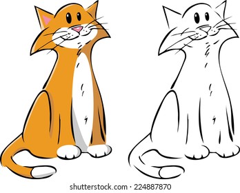 cartoon vector illustration of a tabby Cat 