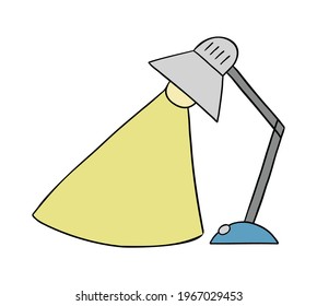 Cartoon vector illustration of table lamp and light. 