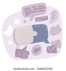 Cartoon vector illustration of talk or chat icon or speech bubble as puzzle. This graphic can represent communication process