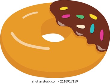 A cartoon vector illustration of cartoon tasty chocolate glazed donut with sprinkles.