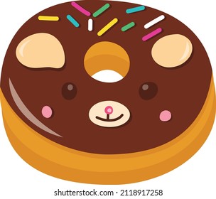 A cartoon vector illustration of cartoon tasty teddy bear donut.