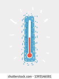 Cartoon vector illustration of Temperature icon. Weather, hot and cold climate. Funny hand drawn picture. Object on isolated.