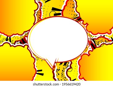 Cartoon Vector Illustration template design for poster, card, sale banner. Pop art creative concept comic book background blast halftone dots. Retro pattern. Abstract  90-s style magazine cover.