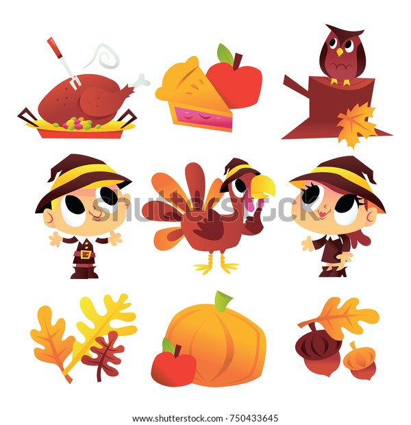 Cartoon Vector Illustration Thanksgiving Theme Fall Stock Vector ...