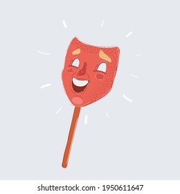 Cartoon vector illustration of Theater mask. Happy carnival festive symbol mask on white background.