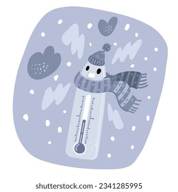 Cartoon vector illustration of Thermometer measuring heat and cold