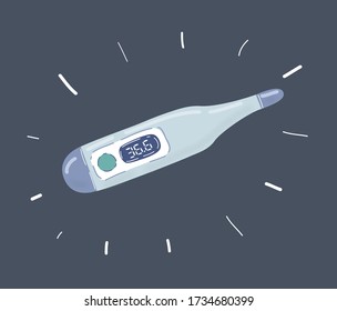 Cartoon vector illustration of Thermometer on dark background