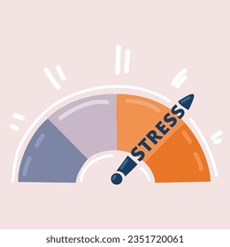 Cartoon vector illustration of thermometer as stress level scale emotions