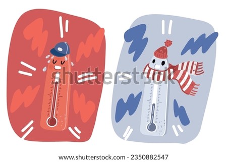 Cartoon vector illustration of Thermometers with different zones.