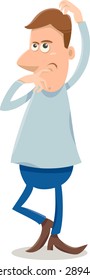 Cartoon Vector illustration of Thinking or Thoughtful Man