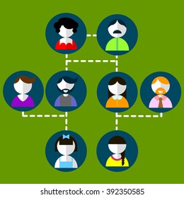 Cartoon vector illustration of three generation family tree
Big family cartoon  info-graphic elements. Flat vector illustration.