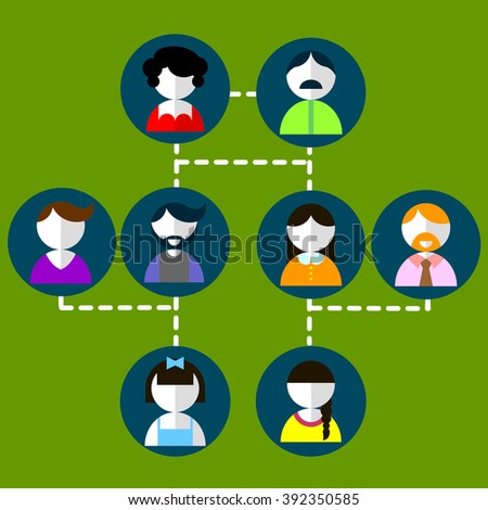 Cartoon vector illustration of three generation family tree
Big family cartoon  info-graphic elements. Flat vector illustration.