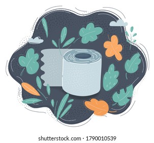 Ilustración vectorial de dibujos animados de tres rollos de papel higiénico sobre fondo oscuro.