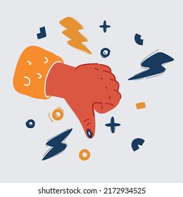 Cartoon vector illustration of thumb down hand signs