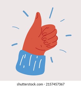 Cartoon vector illustration of thumb up hand