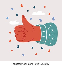 Cartoon vector illustration of Vector thumbs up icon