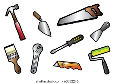 cartoon vector illustration of a tools collection