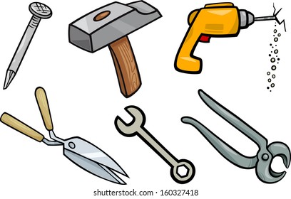 Cartoon Vector Illustration of Tools Objects Clip Art Set